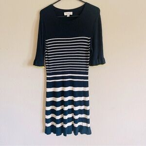 Free Assembly woman’s nautical striped dress size XL ribbed feminine fit flare